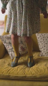 ANTOINETTE DRESS WITH WITH EVERGREEN HAND SMOCKING MADE WITH LIBERTY FIELD FLOWERS FABRIC